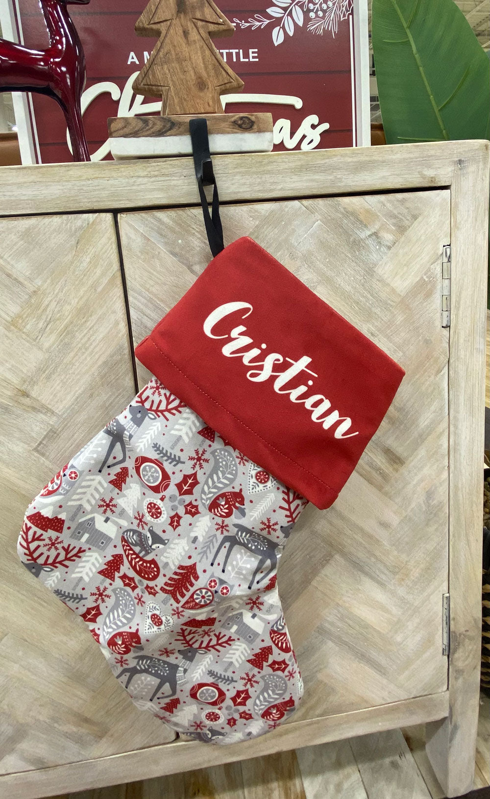 Personalized Leopard Print Christmas Stocking